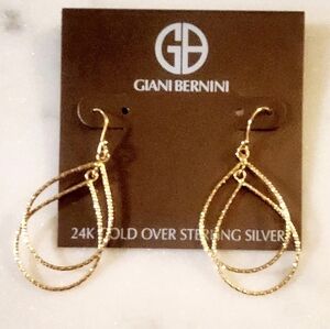 Giani Bernini 24k Gold Over Sterling Silver Double Tear Drop NWT